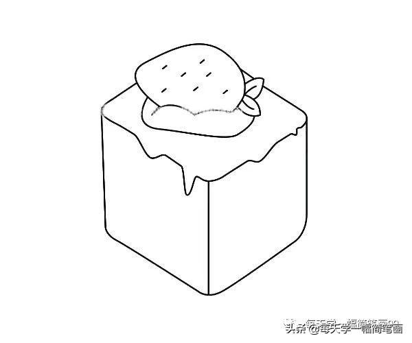 每天学一幅简笔画-草莓蛋糕的画法步骤图解-4.jpg