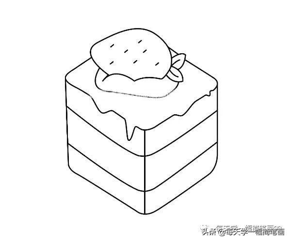 每天学一幅简笔画-草莓蛋糕的画法步骤图解-5.jpg