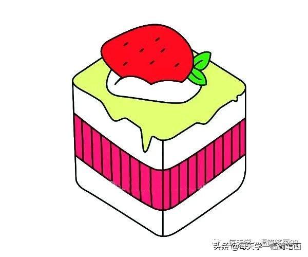 每天学一幅简笔画-草莓蛋糕的画法步骤图解-7.jpg