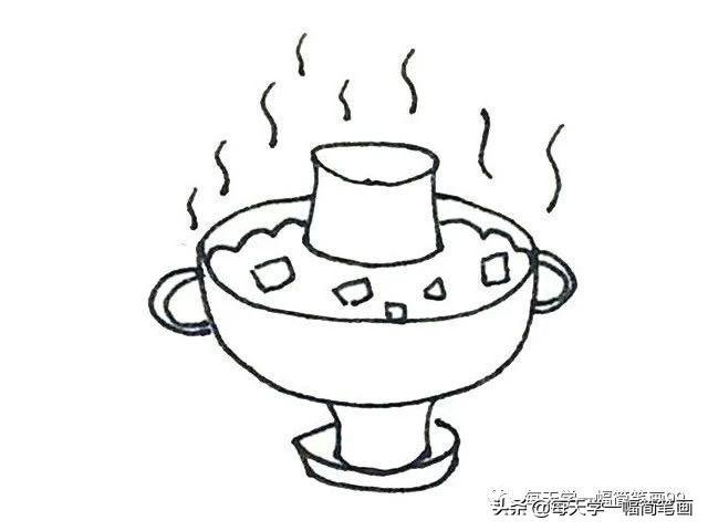每天学一幅简笔画--简单七步画出火锅简笔画步骤图解教程-7.jpg