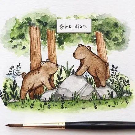 每天学一幅简笔画--40款百万粉丝博主笔下的简笔画，治愈系的水彩，太赞了-22.jpg