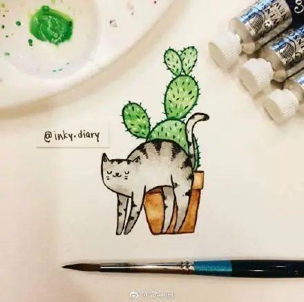 每天学一幅简笔画--40款百万粉丝博主笔下的简笔画，治愈系的水彩，太赞了-36.jpg