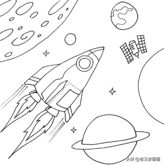 小火箭简笔画素材，给孩子收藏一份，实现他的“飞天梦”-8.jpg