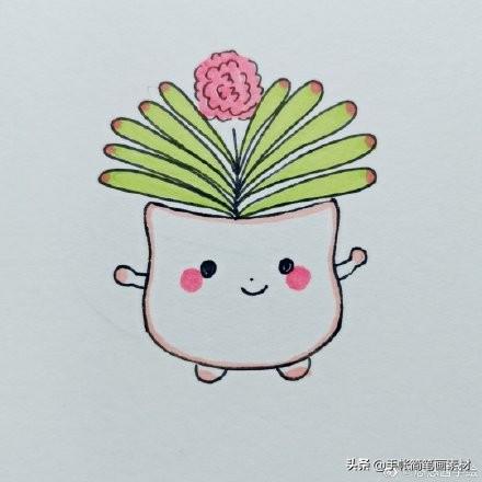 一组萌萌哒马克笔手绘小盆栽简笔画-8.jpg