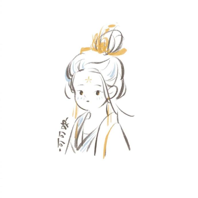 简笔画 | 一组古风仙女半身线稿~又可爱又好看~-4.jpg