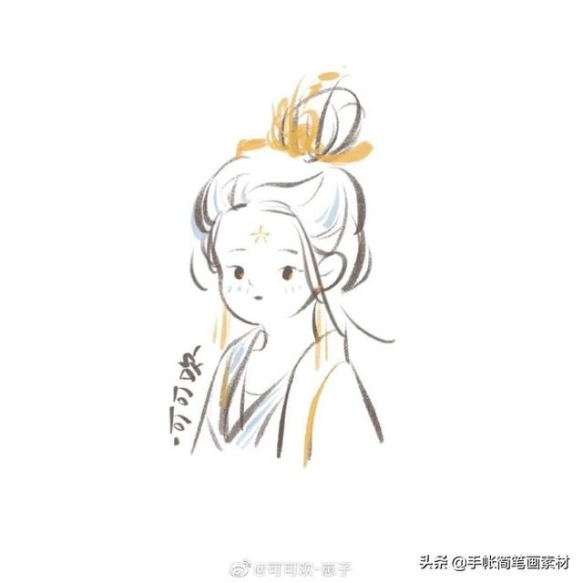 古风小仙女简笔画头像~可用在古诗词手抄报中~-6.jpg