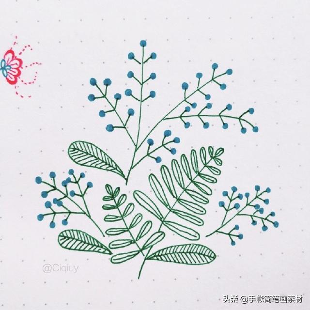简单实用的花叶植物简笔画手帐素材~收藏备用哦-8.jpg