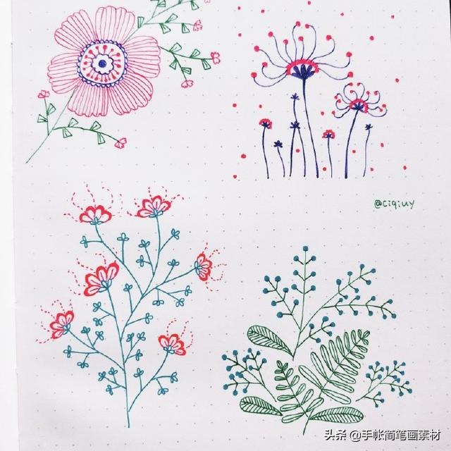 简单实用的花叶植物简笔画手帐素材~收藏备用哦-12.jpg
