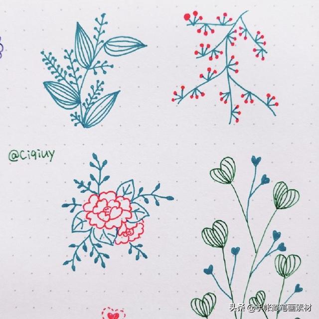 简单实用的花叶植物简笔画手帐素材~收藏备用哦-13.jpg