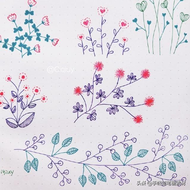 简单实用的花叶植物简笔画手帐素材~收藏备用哦-11.jpg