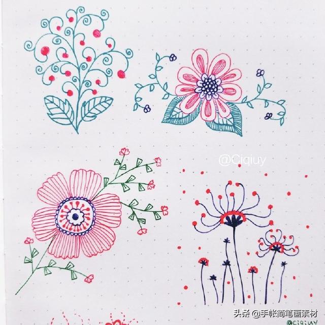 简单实用的花叶植物简笔画手帐素材~收藏备用哦-18.jpg