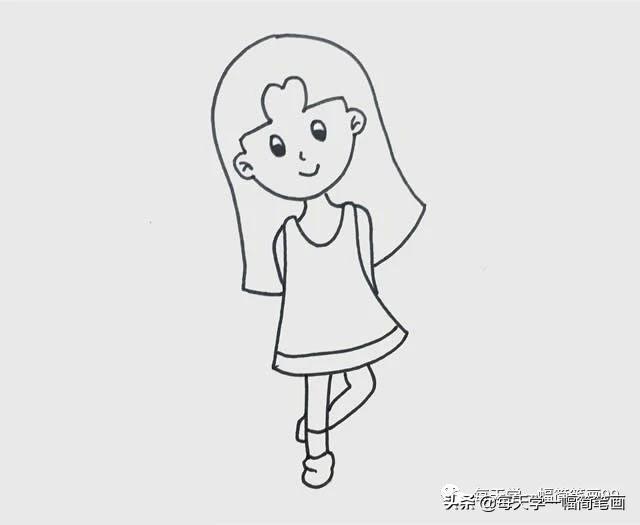 每天学一幅简笔画--少女简笔画简单又漂亮的画法步骤图片-4.jpg