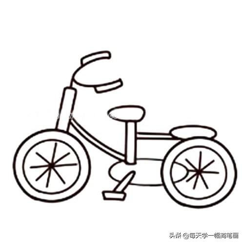 每天学一幅简笔画--自行车简笔画步骤图解教程-8.jpg