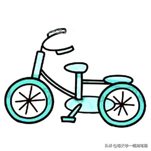 每天学一幅简笔画--自行车简笔画步骤图解教程-9.jpg