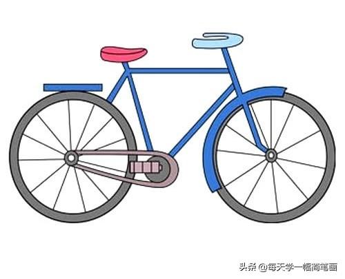 每天学一幅简笔画--自行车简笔画步骤图解教程-27.jpg