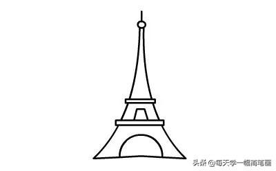 每天学一幅简笔画--简笔画动画教程之埃菲尔铁塔的绘画分解步骤-4.jpg