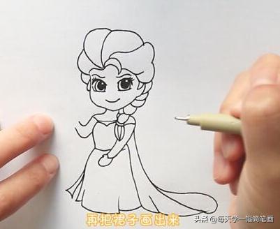 每天学一幅简笔画--艾莎公主卡通简笔画步骤图片-4.jpg