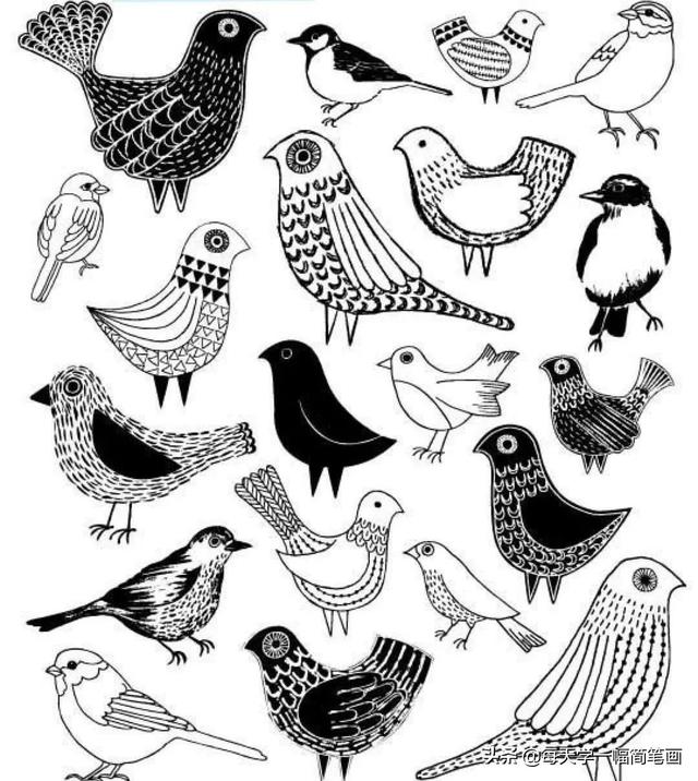 每天学一幅简笔画--鸟儿主题类线描简笔画！太精致实用了-7.jpg