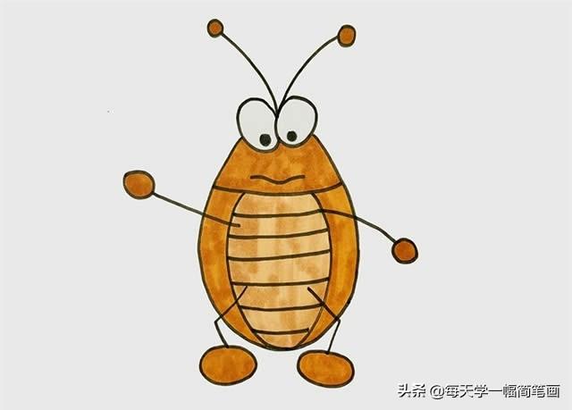 每天学一幅简笔画--蟑螂简笔画步骤画法-4.jpg