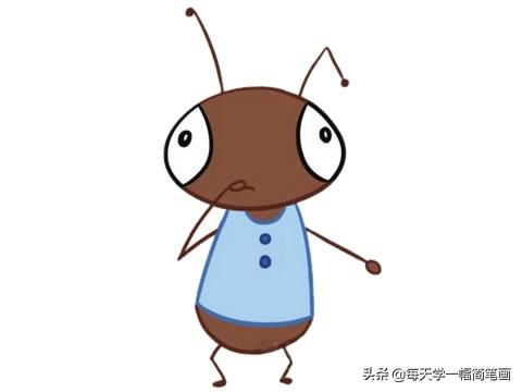 每天学一幅简笔画--卡通蚂蚁简笔画的画法步骤教程及图片大全-8.jpg