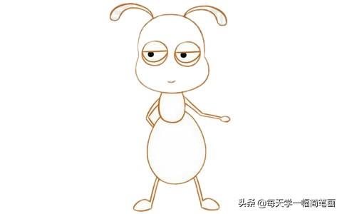 每天学一幅简笔画--卡通蚂蚁简笔画的画法步骤教程及图片大全-6.jpg