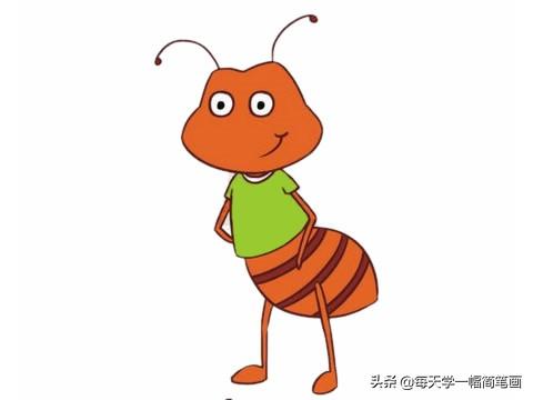 每天学一幅简笔画--卡通蚂蚁简笔画的画法步骤教程及图片大全-9.jpg