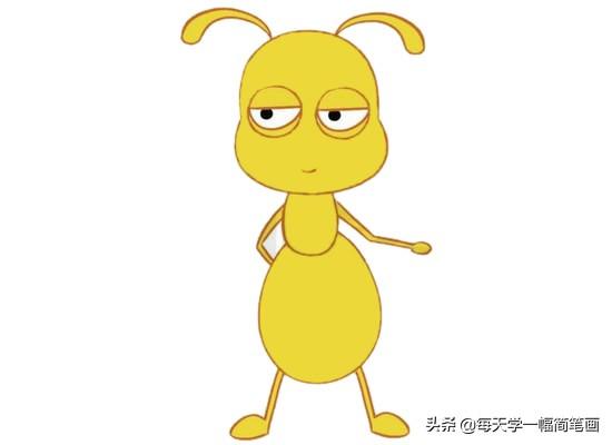每天学一幅简笔画--卡通蚂蚁简笔画的画法步骤教程及图片大全-7.jpg