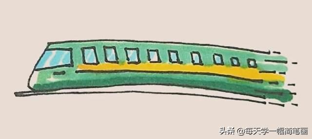 每天学一幅简笔画--火车简笔画的画法步骤图解教程-7.jpg