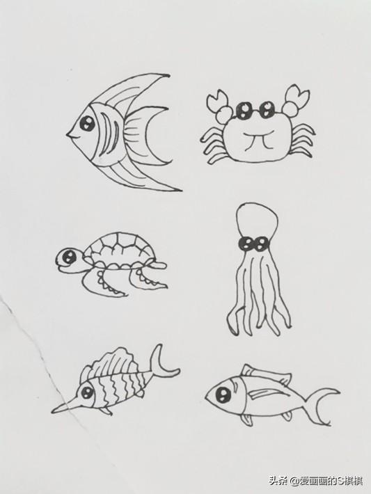 超全的海底世界简笔画素材，收藏起来给孩子用！儿童鱼简笔画大全-4.jpg
