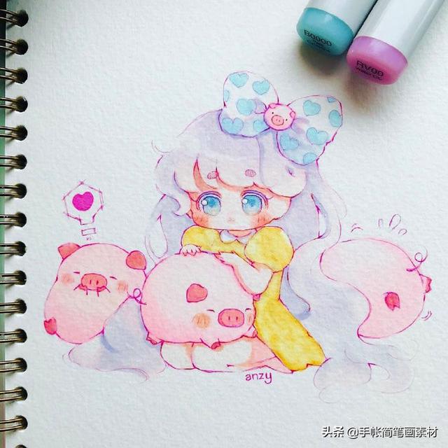 配色超甜的手绘动漫少女~是吃可爱多长大的少女-4.jpg