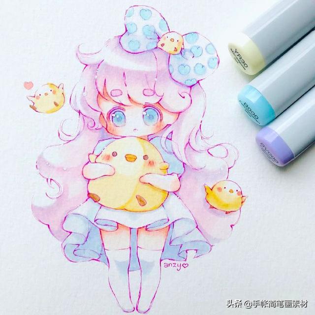 配色超甜的手绘动漫少女~是吃可爱多长大的少女-8.jpg