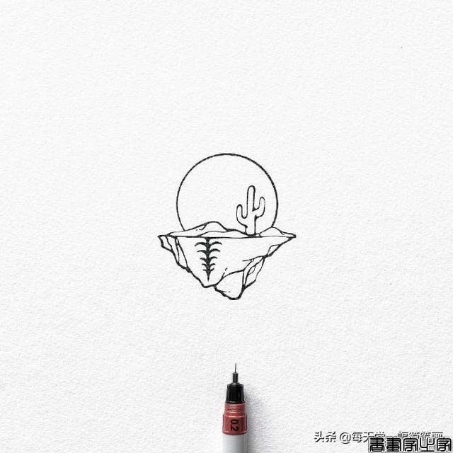 每天学一幅简笔画--精细手绘针管笔黑白简插画-6.jpg