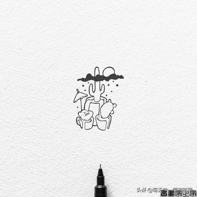 每天学一幅简笔画--精细手绘针管笔黑白简插画-7.jpg
