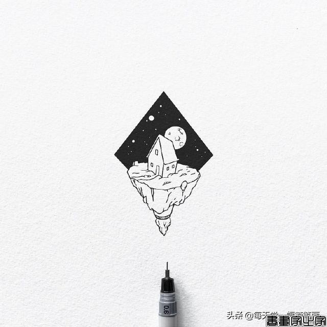 每天学一幅简笔画--精细手绘针管笔黑白简插画-9.jpg