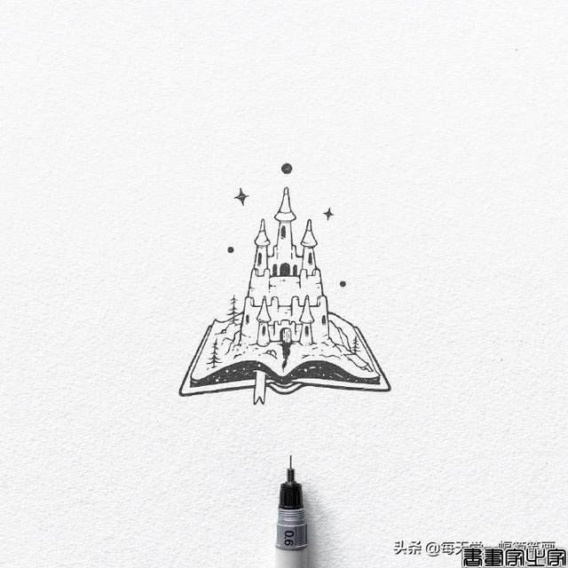 每天学一幅简笔画--精细手绘针管笔黑白简插画-8.jpg