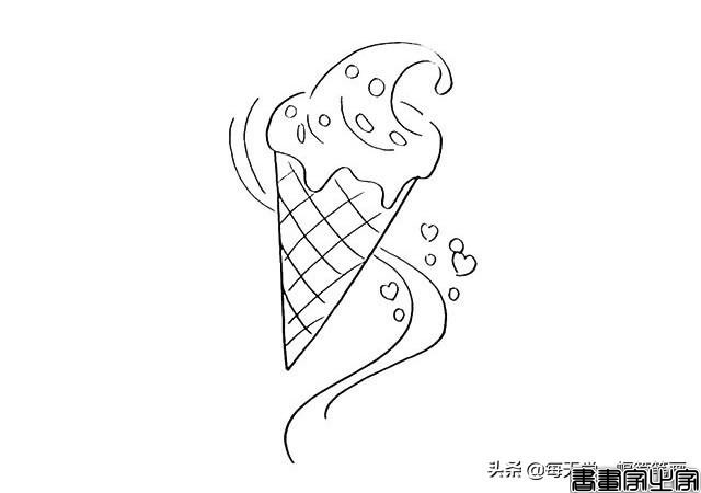 每天学一幅简笔画--奶油甜筒冰激凌简笔画教程步骤图片大全-7.jpg