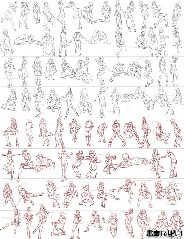 12000套各种人体动作姿势插画线稿，插画师常用人体设计模板-19.jpg