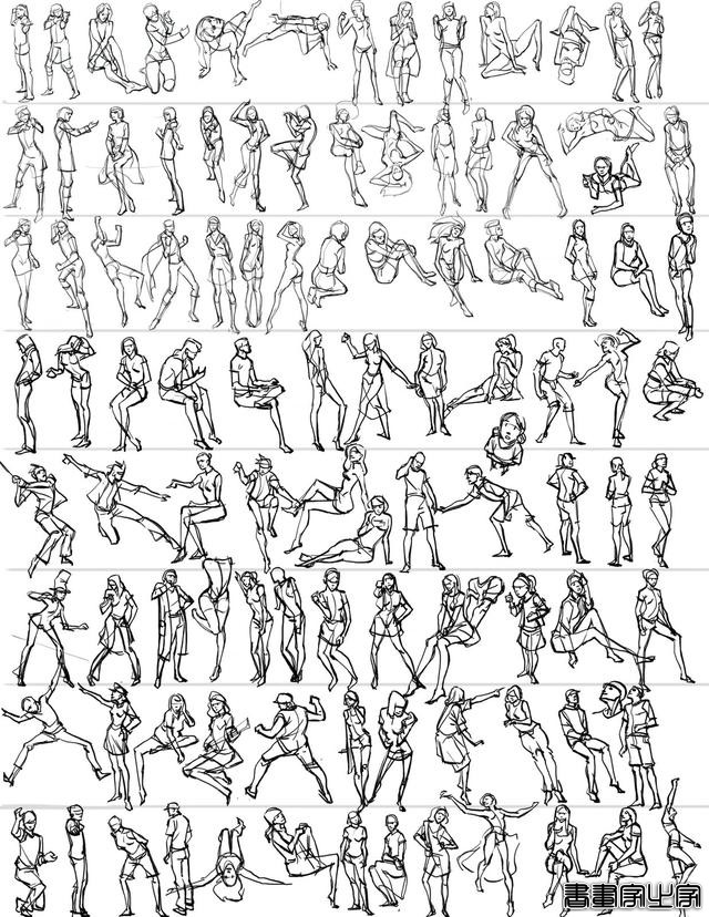 12000套各种人体动作姿势插画线稿，插画师常用人体设计模板-18.jpg