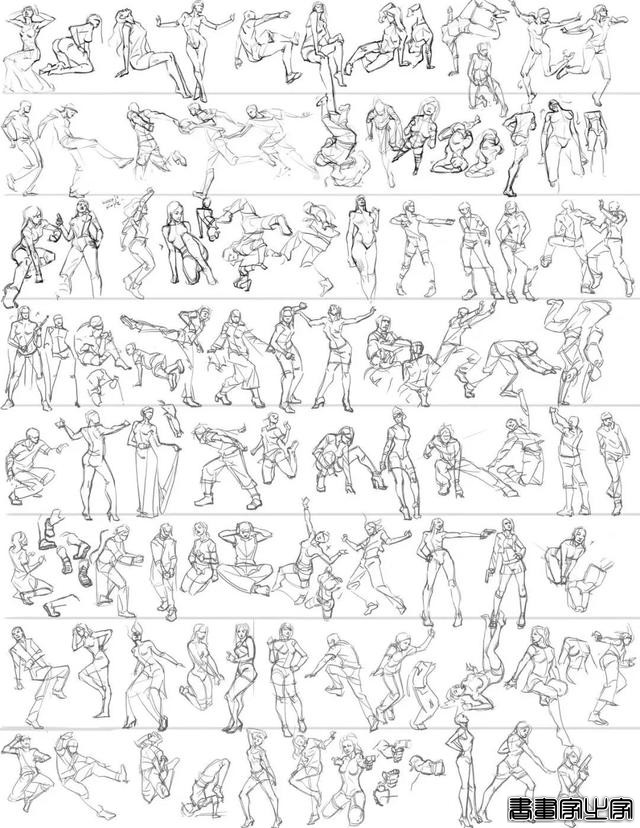 12000套各种人体动作姿势插画线稿，插画师常用人体设计模板-20.jpg