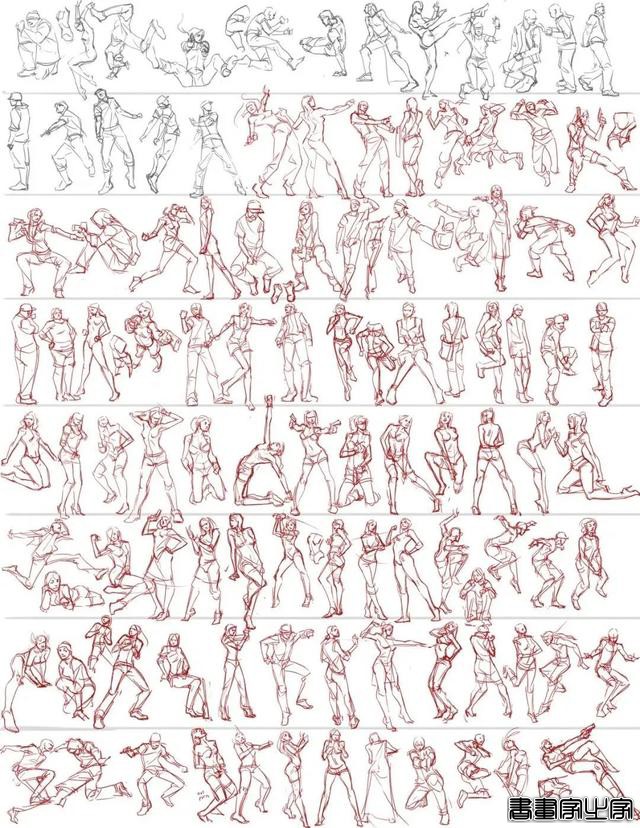 12000套各种人体动作姿势插画线稿，插画师常用人体设计模板-21.jpg