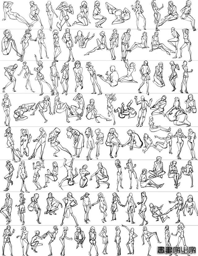 12000套各种人体动作姿势插画线稿，插画师常用人体设计模板-22.jpg