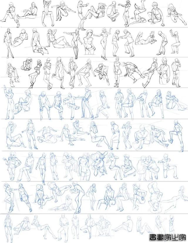 12000套各种人体动作姿势插画线稿，插画师常用人体设计模板-23.jpg