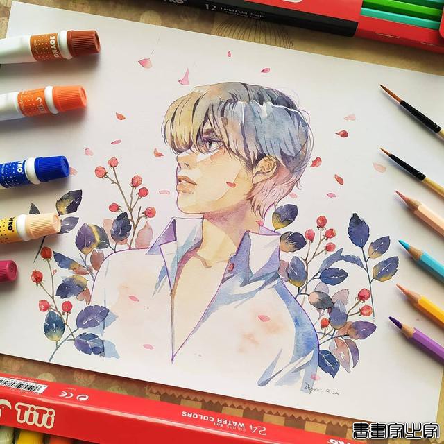 唯美清新的水彩插画 帅气小哥哥们的生活日常 心动了怎么办？-6.jpg