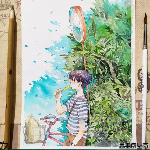 唯美清新的水彩插画 帅气小哥哥们的生活日常 心动了怎么办？-7.jpg