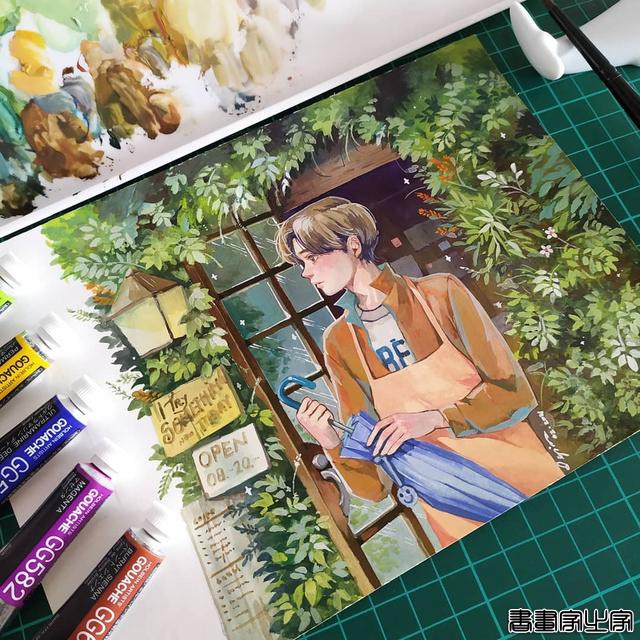 唯美清新的水彩插画 帅气小哥哥们的生活日常 心动了怎么办？-9.jpg