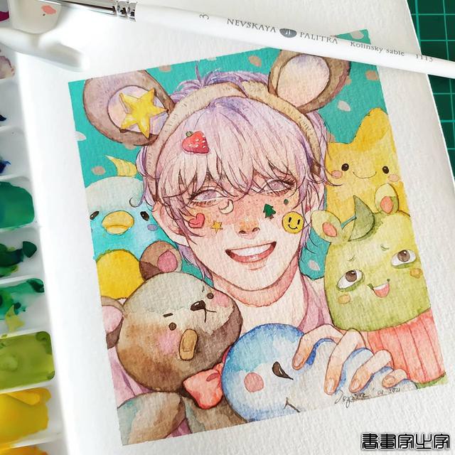 唯美清新的水彩插画 帅气小哥哥们的生活日常 心动了怎么办？-13.jpg