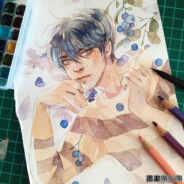 唯美清新的水彩插画 帅气小哥哥们的生活日常 心动了怎么办？-22.jpg