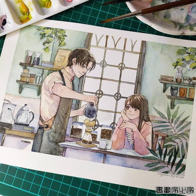 唯美清新的水彩插画 帅气小哥哥们的生活日常 心动了怎么办？-27.jpg