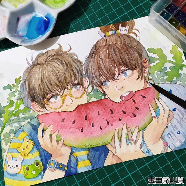 唯美清新的水彩插画 帅气小哥哥们的生活日常 心动了怎么办？-32.jpg