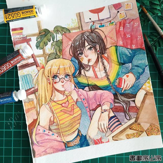 唯美清新的水彩插画 帅气小哥哥们的生活日常 心动了怎么办？-39.jpg